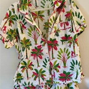 Tropical Print Short Sleeve Pajama Set